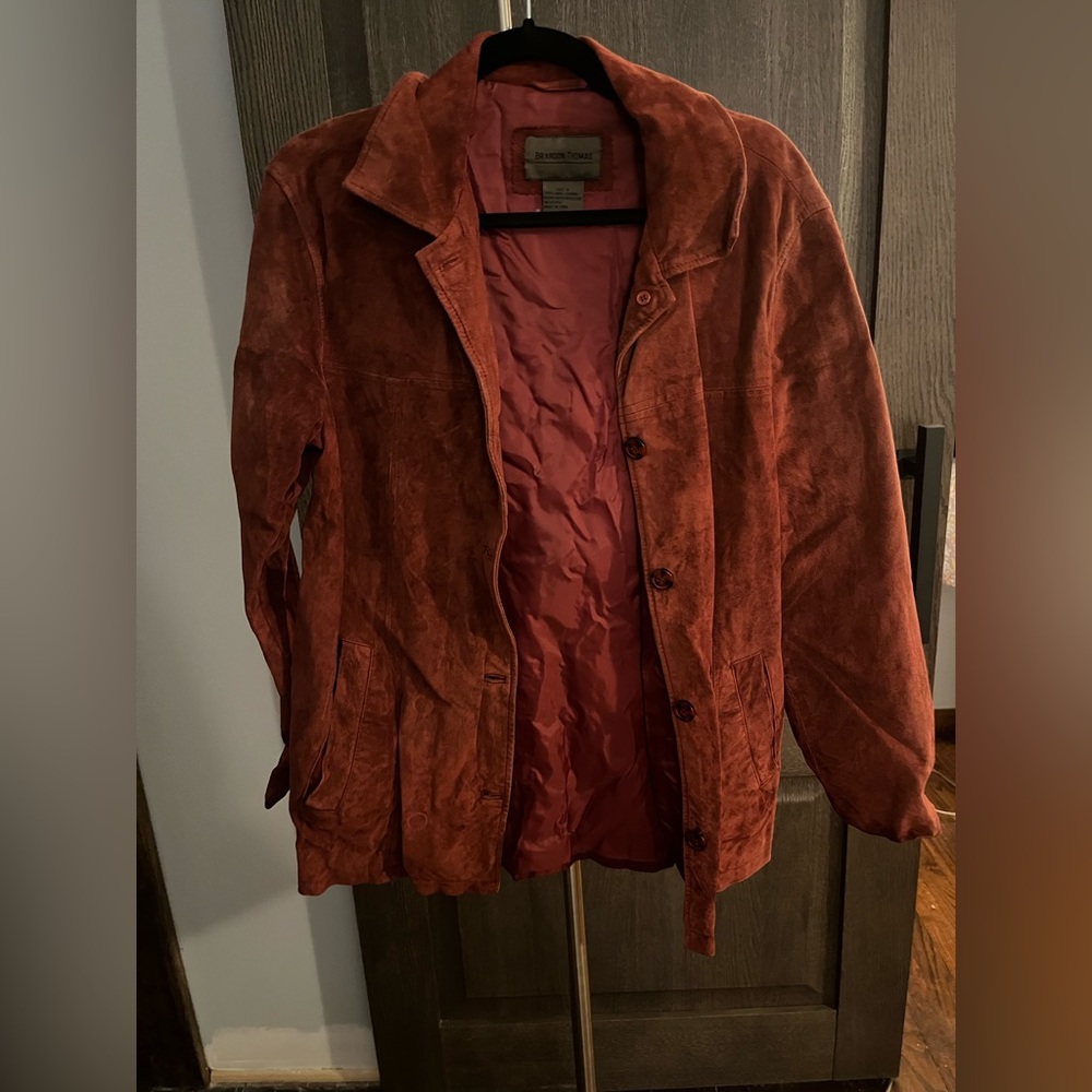 Brandon Thomas Lined Leather suede button up jacket women’s size s